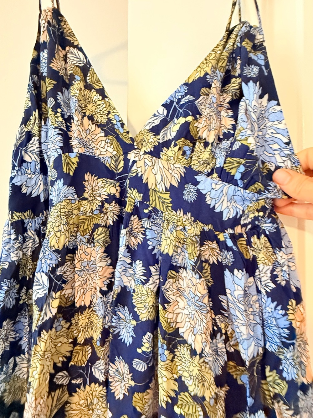 Blush Navy Floral Maxi Slip Dress with Blue & Green Accents - Picture 4 of 7